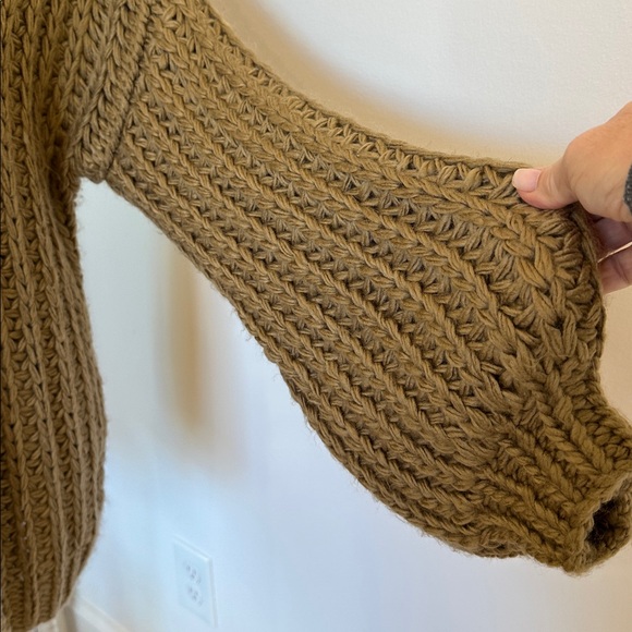 **GORGEOUS** Oversized Chunky Hooded Open-Front Sweater Cardigan in Olive Brown - Picture 2 of 5